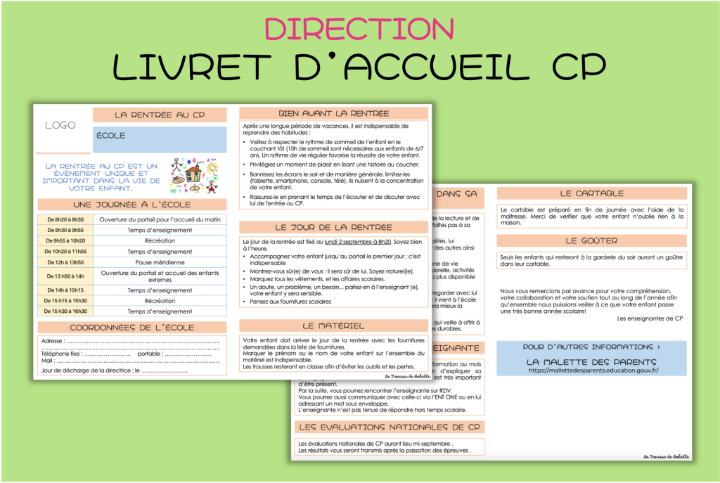 LIVRET D'ACCUEIL CP - La trousse de Sobelle